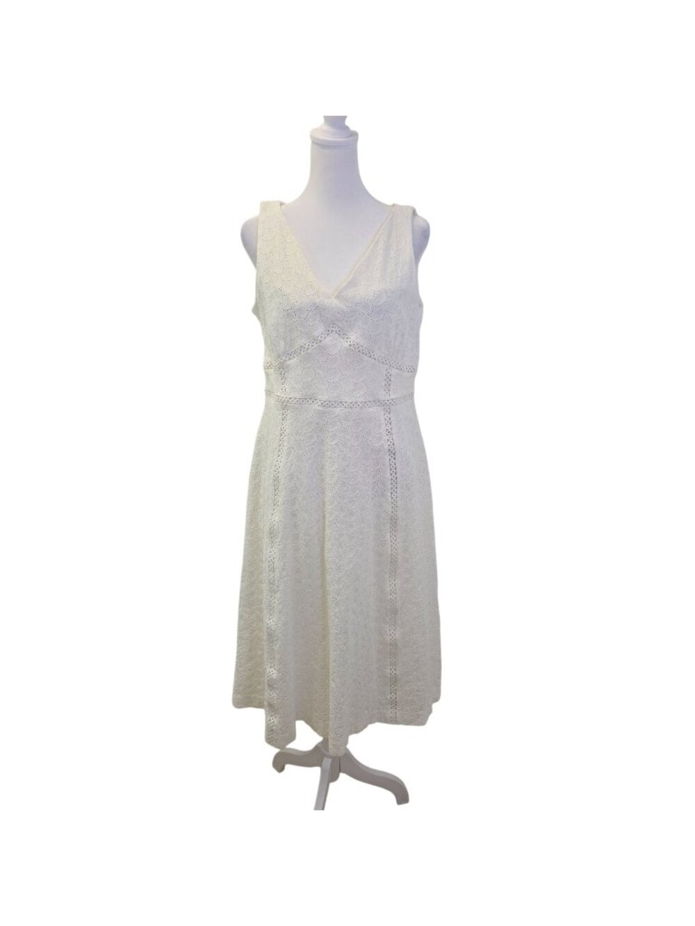 Calvin Klein Floral Eyelet Overlay Fit & Flare Midi Dress Size 12
